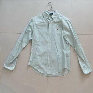 Ralph Lauren Sport Button Down, Size 4, light Turquoise and White Striped